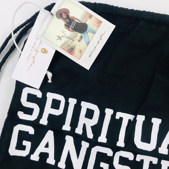 Spiritual gangster black drawstring backpack - Picture 2 of 4